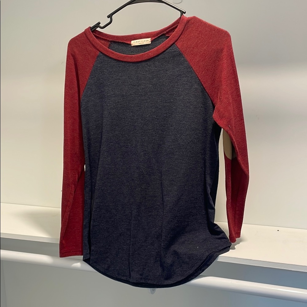 Madewell Red and Black Long Sleeve Tee